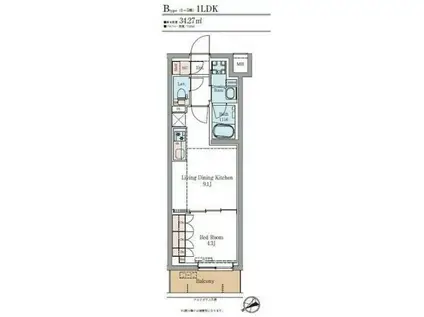 LUMINOUSつつじヶ丘(1LDK/3階)の間取り写真
