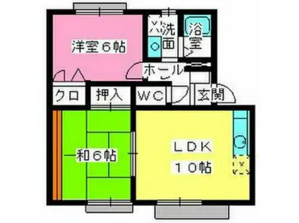 ルミエール渡辺(2LDK/2階)の間取り写真