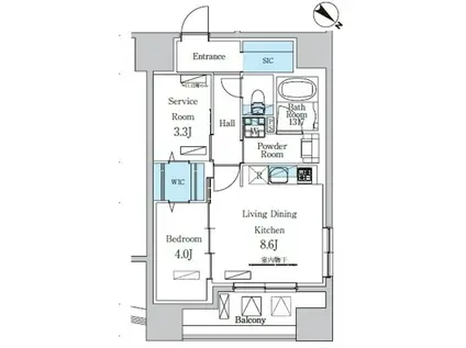 デュオフラッツ池尻大橋(1SLDK/10階)の間取り写真