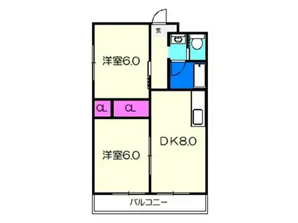 ダイバーシティ鉄炮町(2DK/1階)の間取り写真