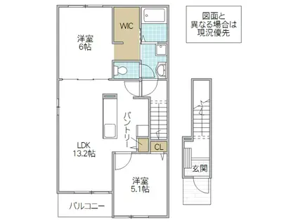 HEART HOUSE II(2LDK/2階)の間取り写真