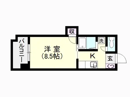 スタシオン西田(1K/6階)の間取り写真