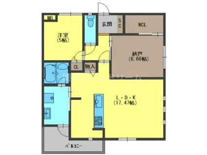 フリーディオ門真III(2LDK/2階)の間取り写真