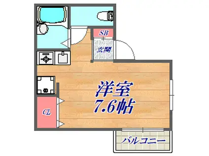 リーソンズコート伊丹(ワンルーム/4階)の間取り写真