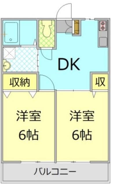 ハイム アンフィニ(2DK/2階)の間取り写真