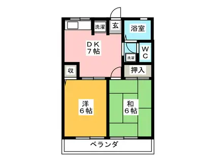Mタウン I(2DK/1階)の間取り写真
