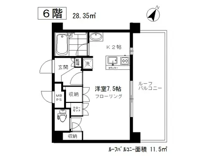 DAIWA MANSION(1K/6階)の間取り写真