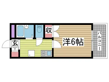 フローラ六甲(1K/1階)の間取り写真