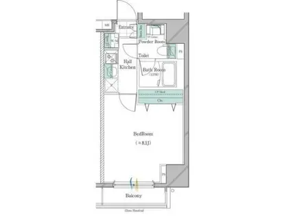 ガリシア平和島(1K/9階)の間取り写真