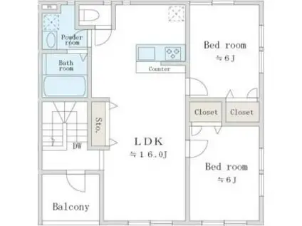 リマワン(2LDK/1階)の間取り写真