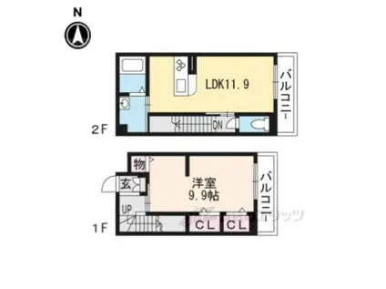 シャーメゾン東浅井(1LDK/3階)の間取り写真