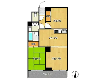 カーサデルソル(3DK/5階)の間取り写真