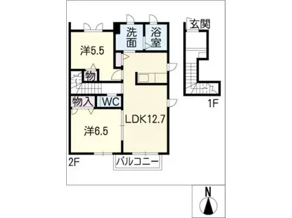 ヴェルドミールツジ(2LDK/2階)の間取り写真