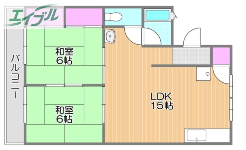 洲崎ハイツ(2LDK/3階)の間取り写真