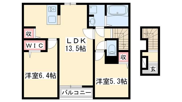 パルミエA(2LDK/2階)の間取り写真