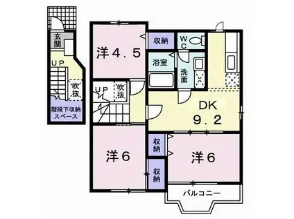 メゾンパルテールI(3DK/2階)の間取り写真
