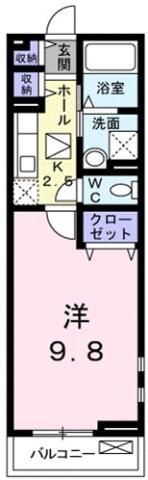 ライラック(1K/1階)の間取り写真