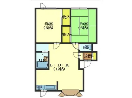 ハイツチャフル(2LDK/2階)の間取り写真