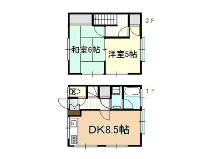 撫川タウンハウス(2DK/1階)の間取り写真