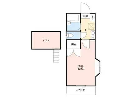 ハッピーハイツ(1K/2階)の間取り写真