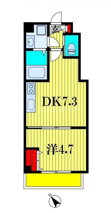 カイテキースV(1DK/2階)の間取り写真