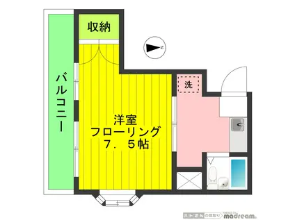 セソールハイツ(1K/3階)の間取り写真