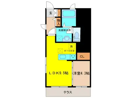 メゾン・ウエスト(1LDK/1階)の間取り写真