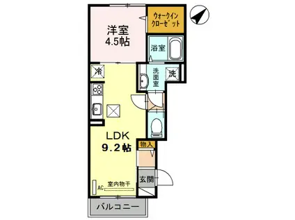 プティト フェルム(1LDK/1階)の間取り写真
