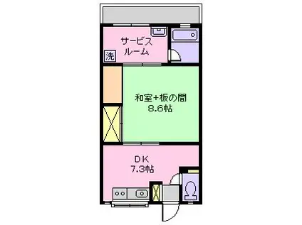 シェモワ(1SDK/2階)の間取り写真