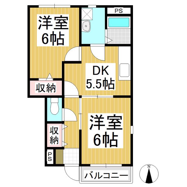 エテルノセルバA(2DK/1階)の間取り写真