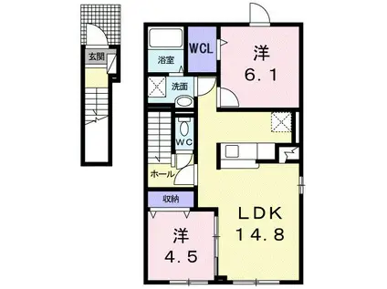 トリアノンII(2LDK/2階)の間取り写真