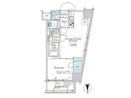パークアクシス池袋(1LDK/9階)の間取り写真