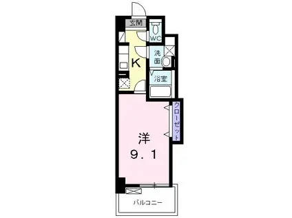 ユーエイアドバンスシュウビル(1K/4階)の間取り写真