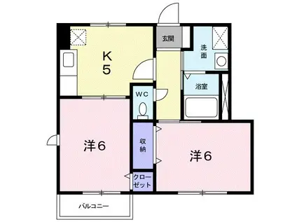 ラフィネ藤B(2K/1階)の間取り写真