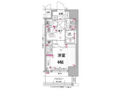 エスリード難波ザ・アーク(1K/10階)の間取り写真