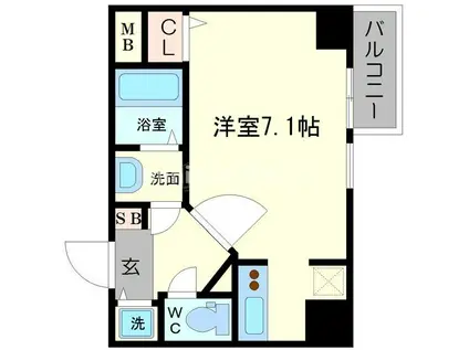 S-RESIDENCE難波BRILLER(ワンルーム/3階)の間取り写真