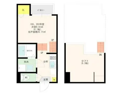 ハイツ蔵(1K/1階)の間取り写真