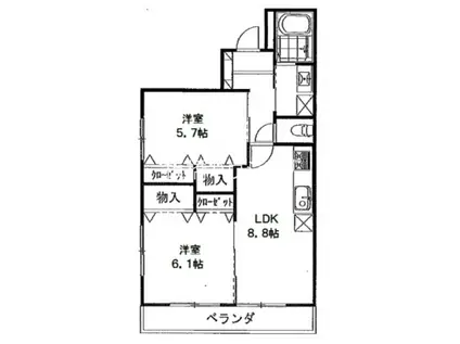 サニーホームズ(2DK/1階)の間取り写真