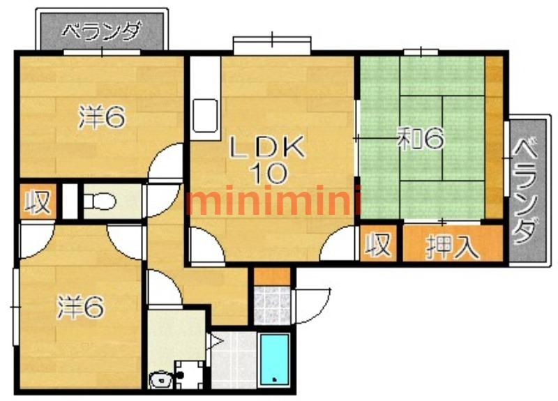 グラティア中条(3LDK/2階)の間取り写真