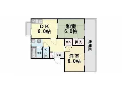 フレグランス浜寺船尾(2DK/1階)の間取り写真