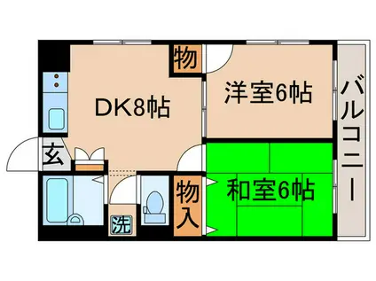 パレスロイヤル(2DK/2階)の間取り写真