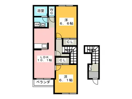 SHANGRI-LA(2LDK/2階)の間取り写真