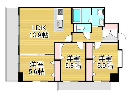 VERDE大手町(3LDK/10階)の間取り写真