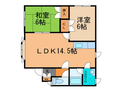 サンハイツ17(2LDK/1階)の間取り写真