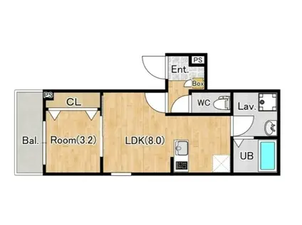 ジーメゾン伊勢原デルタ(1LDK/1階)の間取り写真