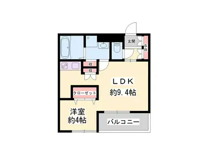 山下町CBHOUSE(1LDK/2階)の間取り写真