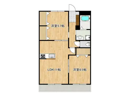 クロノス52鶴羽田(2LDK/2階)の間取り写真