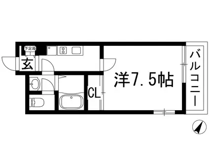 クレイノ清都3(1K/3階)の間取り写真