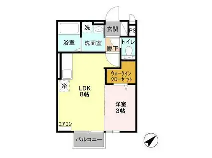 ウィスタリア・モナリエ(1LDK/1階)の間取り写真