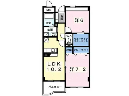 ヴィラ・ポワージュ(2LDK/3階)の間取り写真